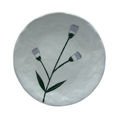Hand-painted Ceramic Canapé Plate, Small Lavender Flowers On Stem-Bespoke Designs