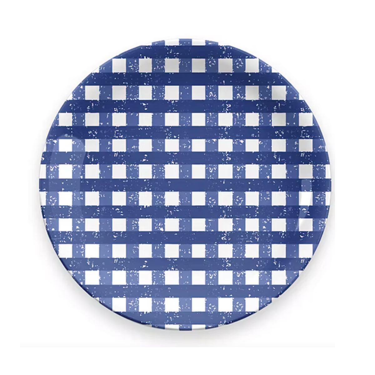 Navy Gingham Melamine Dinner Plate, Set of 4-Bespoke Designs