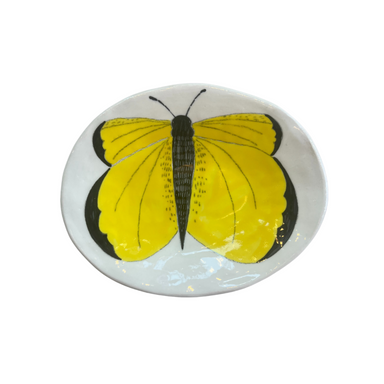 Small Hand-Painted Ceramic Anything Yellow Butterfly Dish-Bespoke Designs