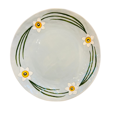 Large Round Hand-painted Ceramic Platter, Ring of Spring Flowers-Bespoke Designs