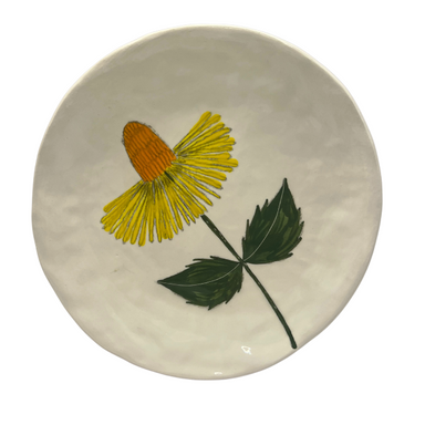 Hand-painted Ceramic Canapé Plate, Yellow Flower-Bespoke Designs