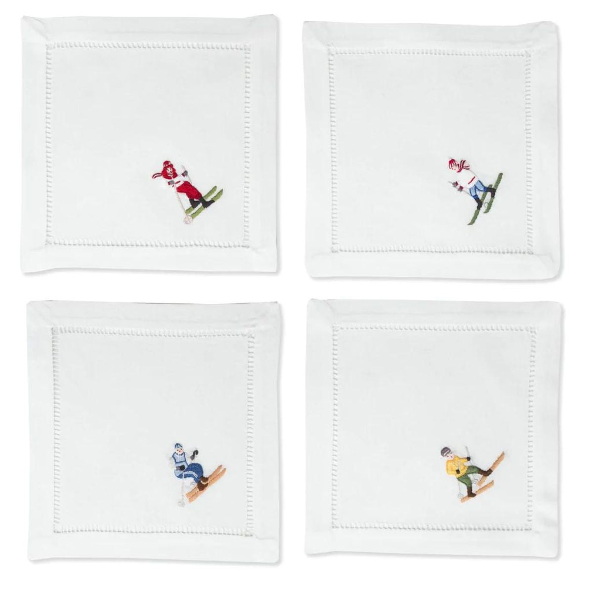 Mixed Skier Cocktail Napkins, Set of 4-Bespoke Designs