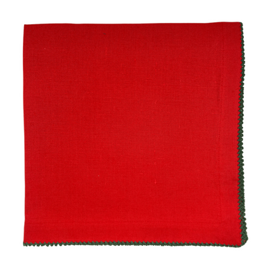 Picot Edged Napkin, Red & Green-Bespoke Designs