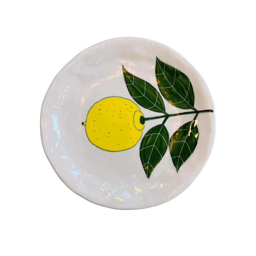 Hand-painted Ceramic Canapé Plate, Lemons on Stem-Bespoke Designs