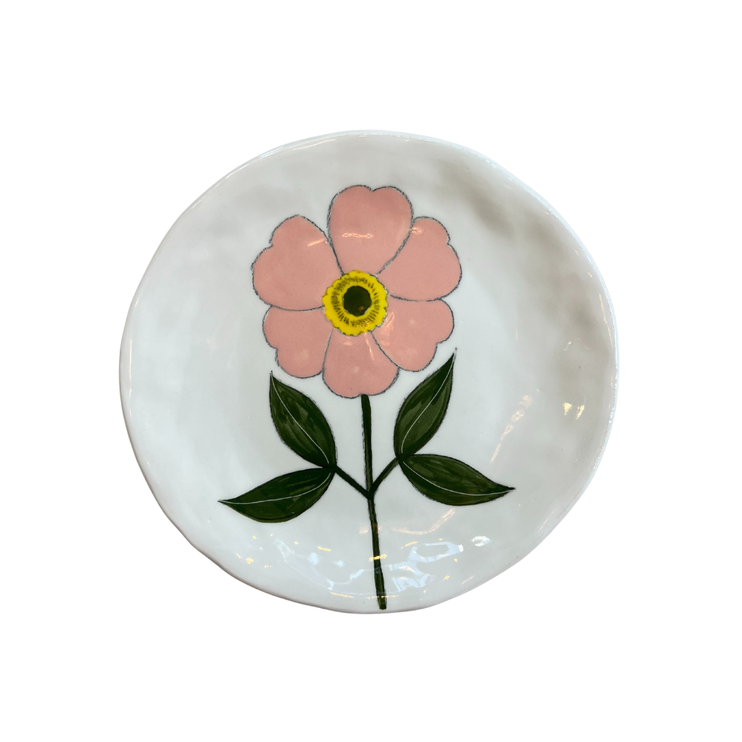Hand-painted Ceramic Canapé Plate, Pink Peony-Bespoke Designs