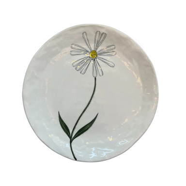 Hand-painted Ceramic Dinner Plate, White Daisy-Bespoke Designs