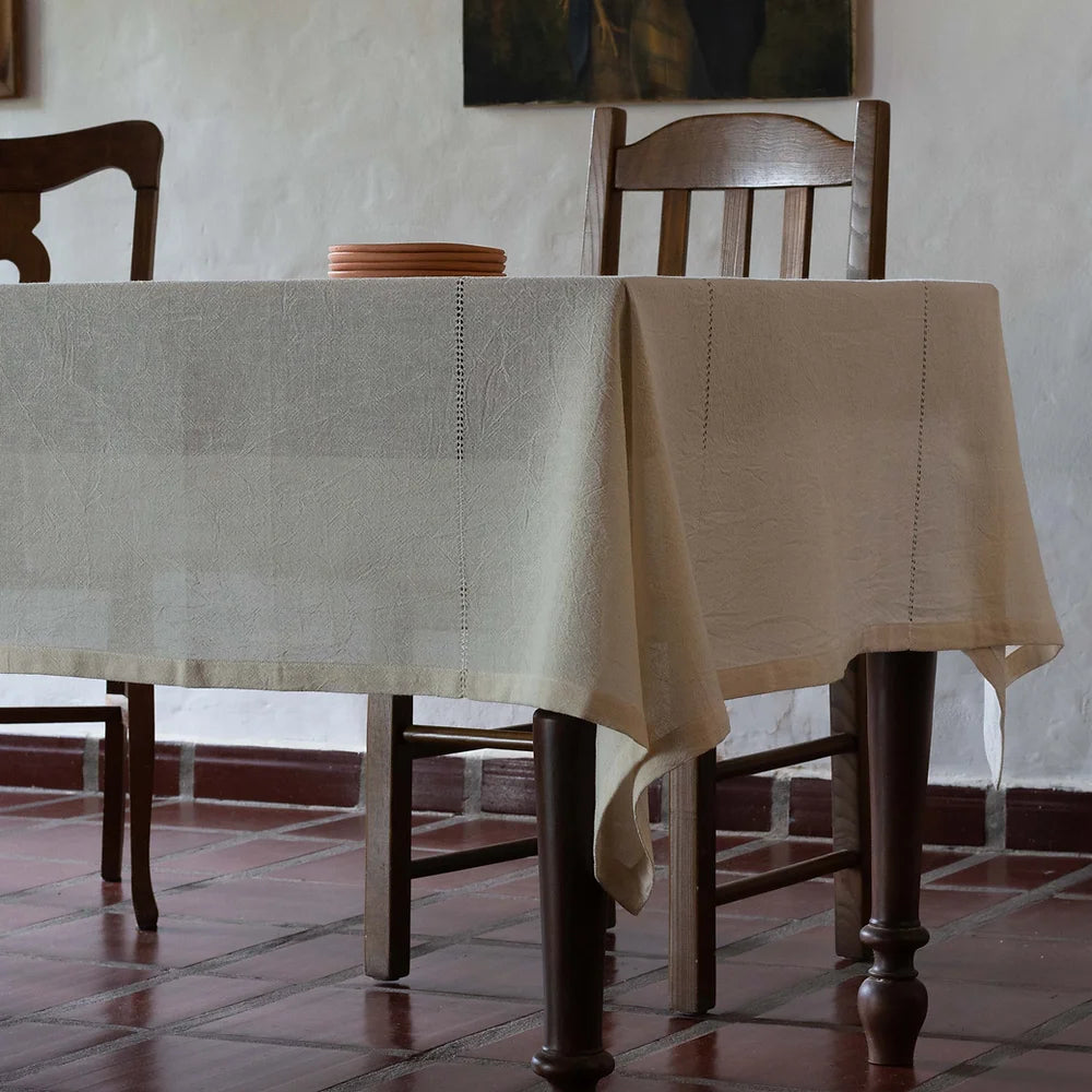 Lienzo Ecru Rectangular Tablecloth, 60" x 90"-Bespoke Designs