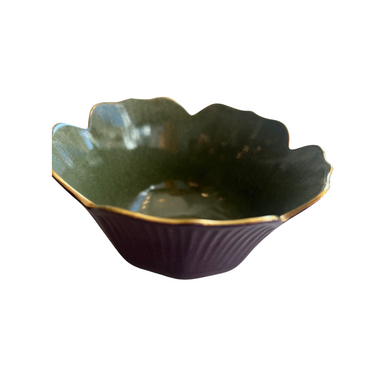 Marie Daâge Small Fluted Edge Bowl, Custom - Snake Green & Prune-Bespoke Designs