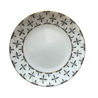 Marie Daâge Tambourin Coupe Dessert Plate, Taupe & Silver-Bespoke Designs