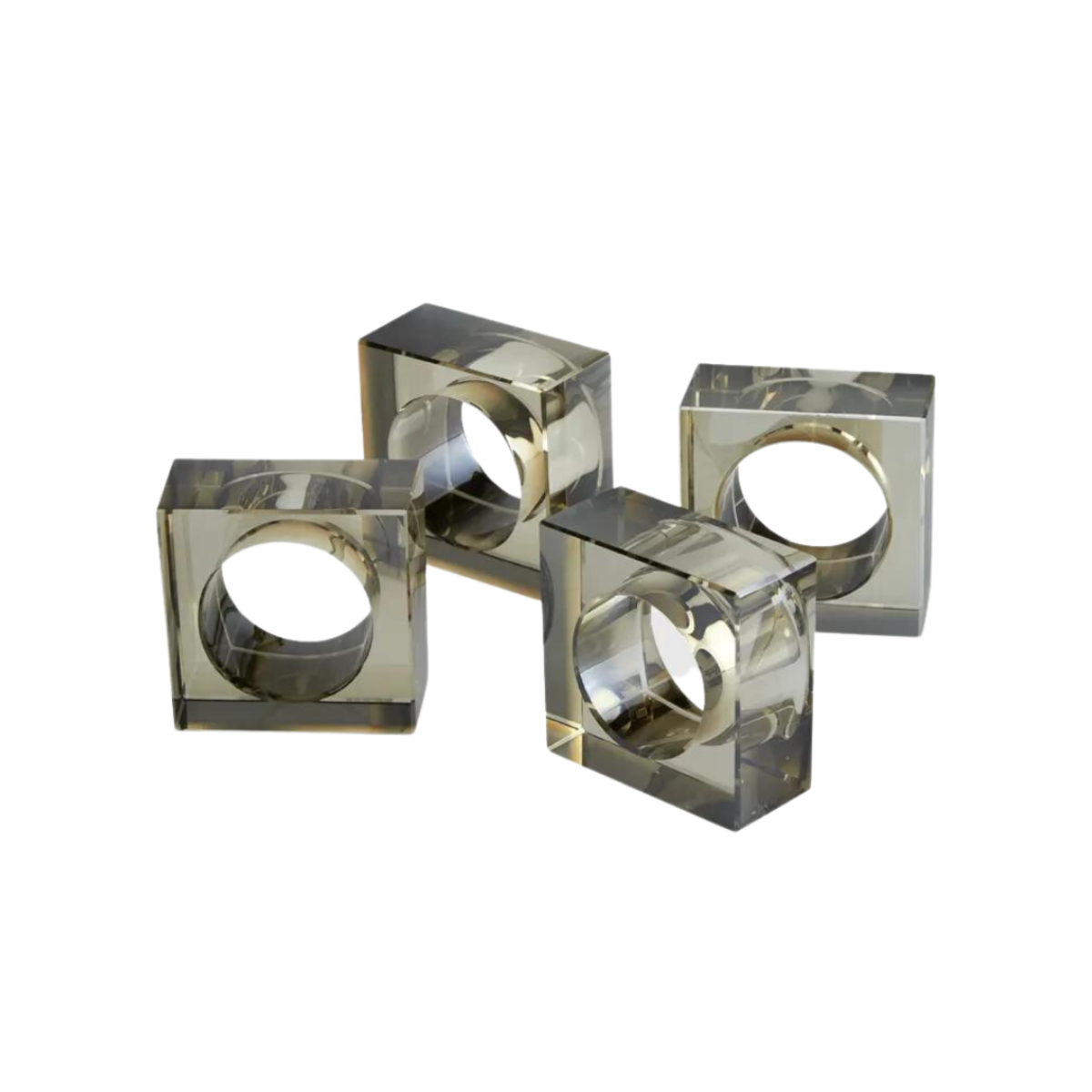 Smoke Crystal Napkin Rings, Set of 4-Bespoke Designs