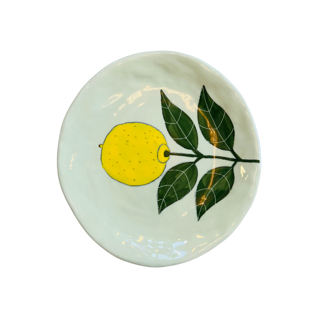 Hand-painted Ceramic Canapé Plate, Lemons on Stem-Bespoke Designs