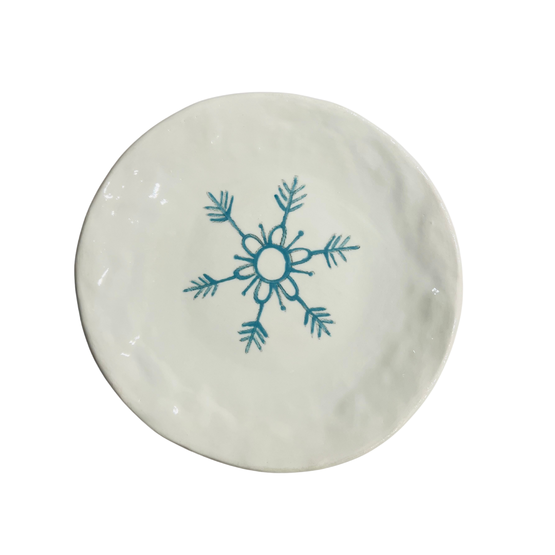 Hand Painted Ceramic Canapé Plate, Snowflake-Bespoke Designs