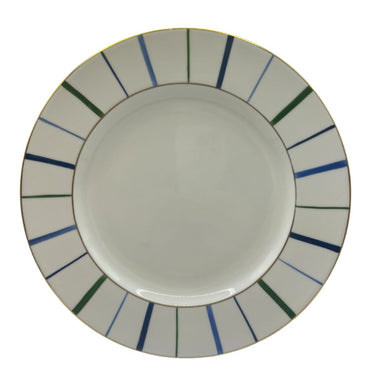 Marie Daâge Berlingot Rim Dinner Plate, Blues & Green-Bespoke Designs