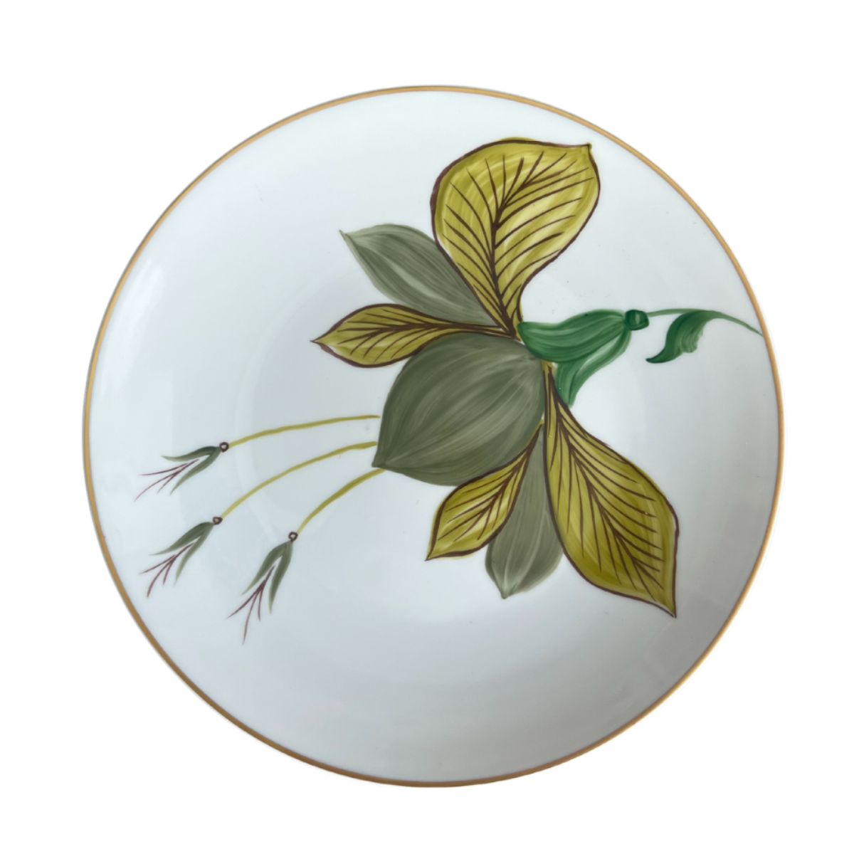 Marie Daâge Jardins D'Udaipur GM1 Coupe Dessert Plate, Green Iris-Bespoke Designs