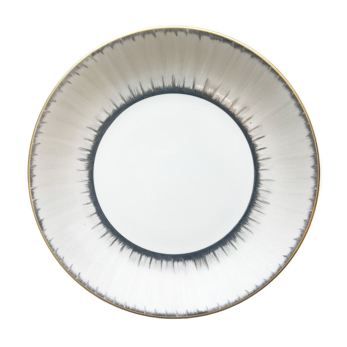 Marie Daâge Ruban 1 Coupe Dinner Plate, Silver & Taupe-Bespoke Designs