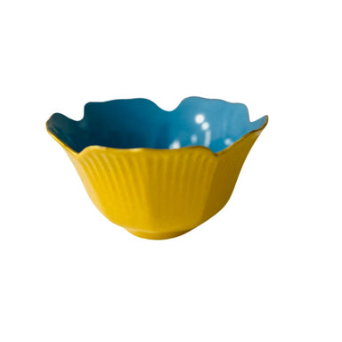 Marie Daâge Small Fluted Bowl, Yellow & Turquoise-Bespoke Designs