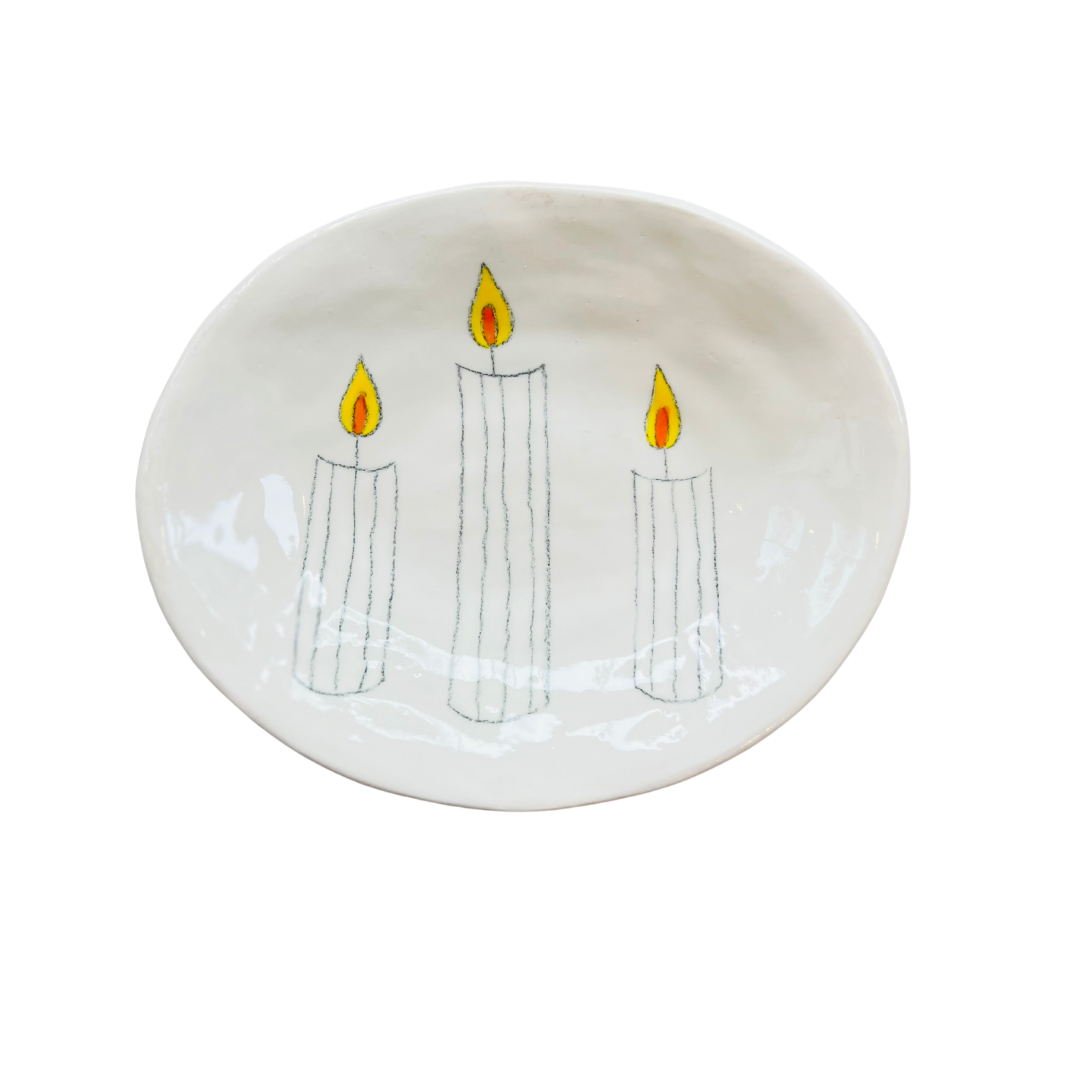 Small Hand-painted Ceramic Anything Dish, Candles-Bespoke Designs