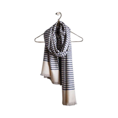 Andraab Luane Cashmere Striped Shawl, Navy-Bespoke Designs