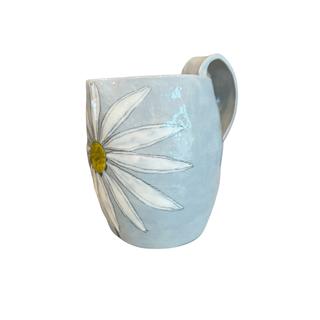 Ceramic Jug with Daisy on Grey-Bespoke Designs