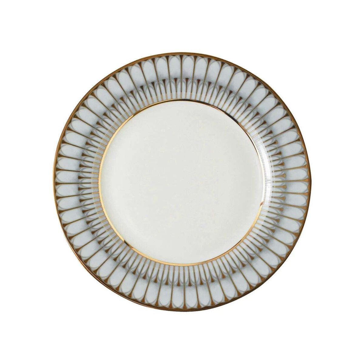 Deshoulieres Arcades Gray & Gold Rim Soup Plate-Bespoke Designs