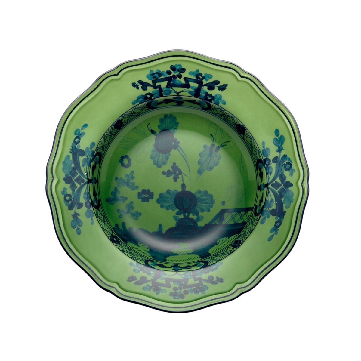 Ginori Rim Soup Plate Oriente Italiano, Malachite-Bespoke Designs