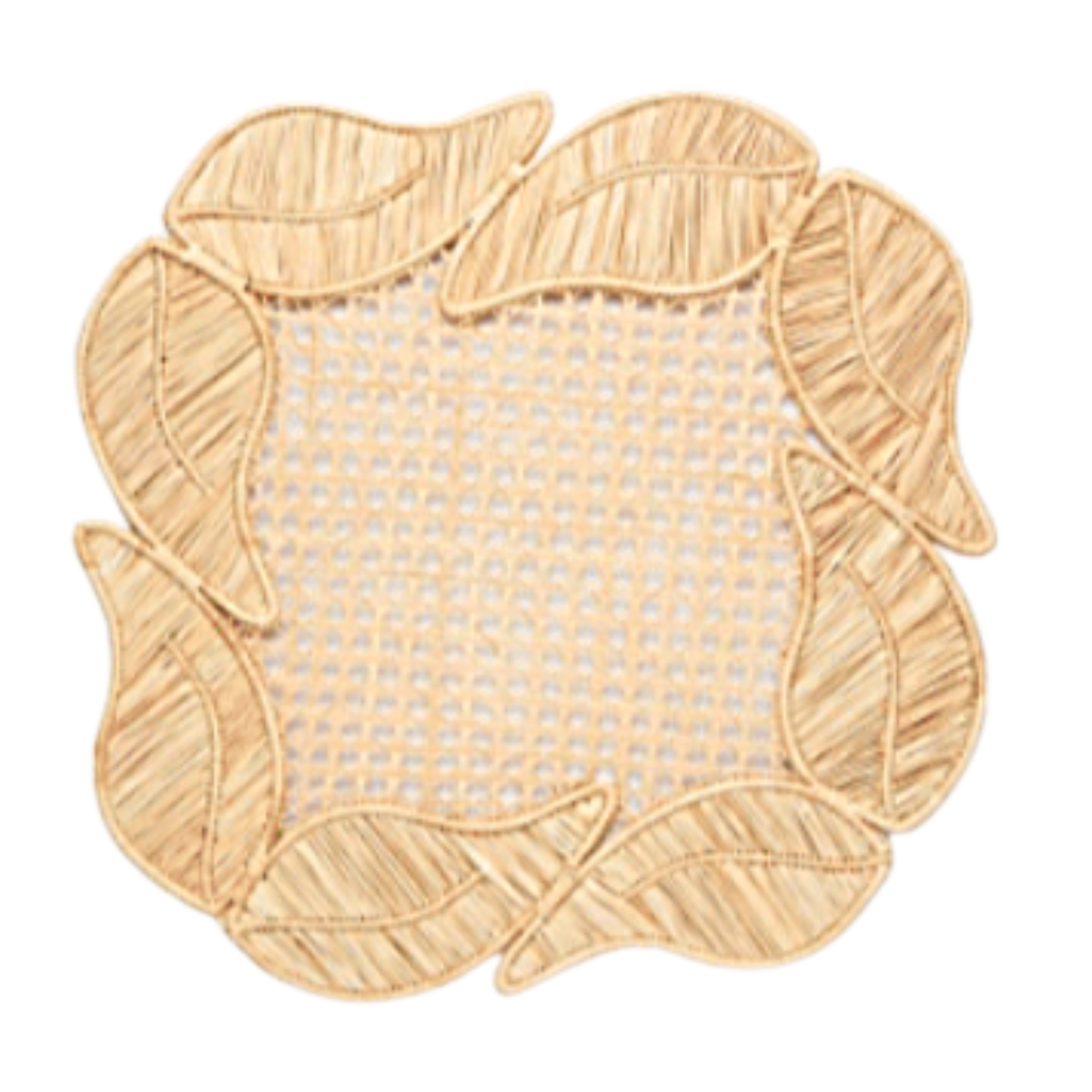 Hand Woven Leaf Border Natural Placemat-Bespoke Designs