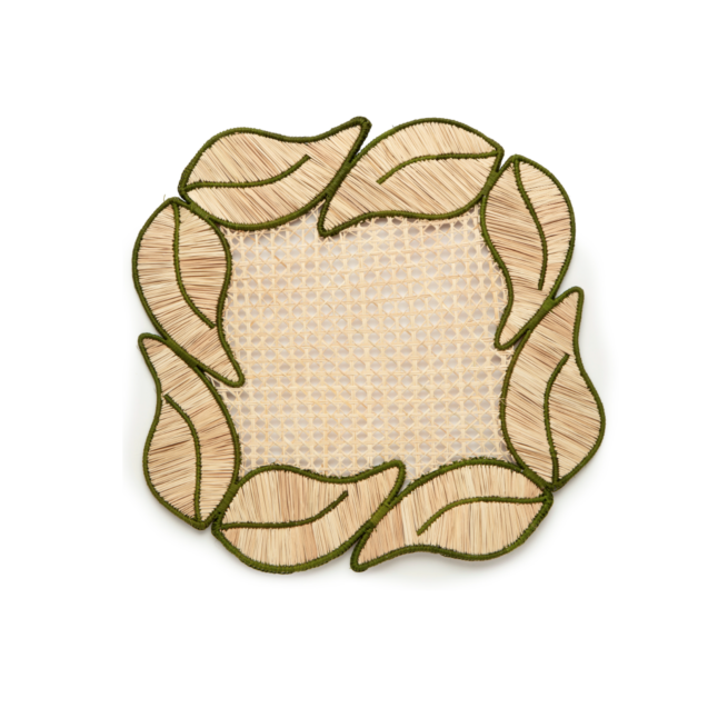 Hand Woven Leaf Border Placemat, 2 Colors-Bespoke Designs