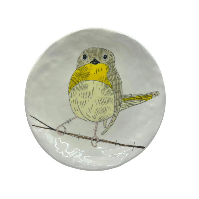 Hand-painted Ceramic Canapé Plate, Yellow Bird-Bespoke Designs