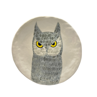Hand-painted Owl Ceramic Dinner Plate-Bespoke Designs