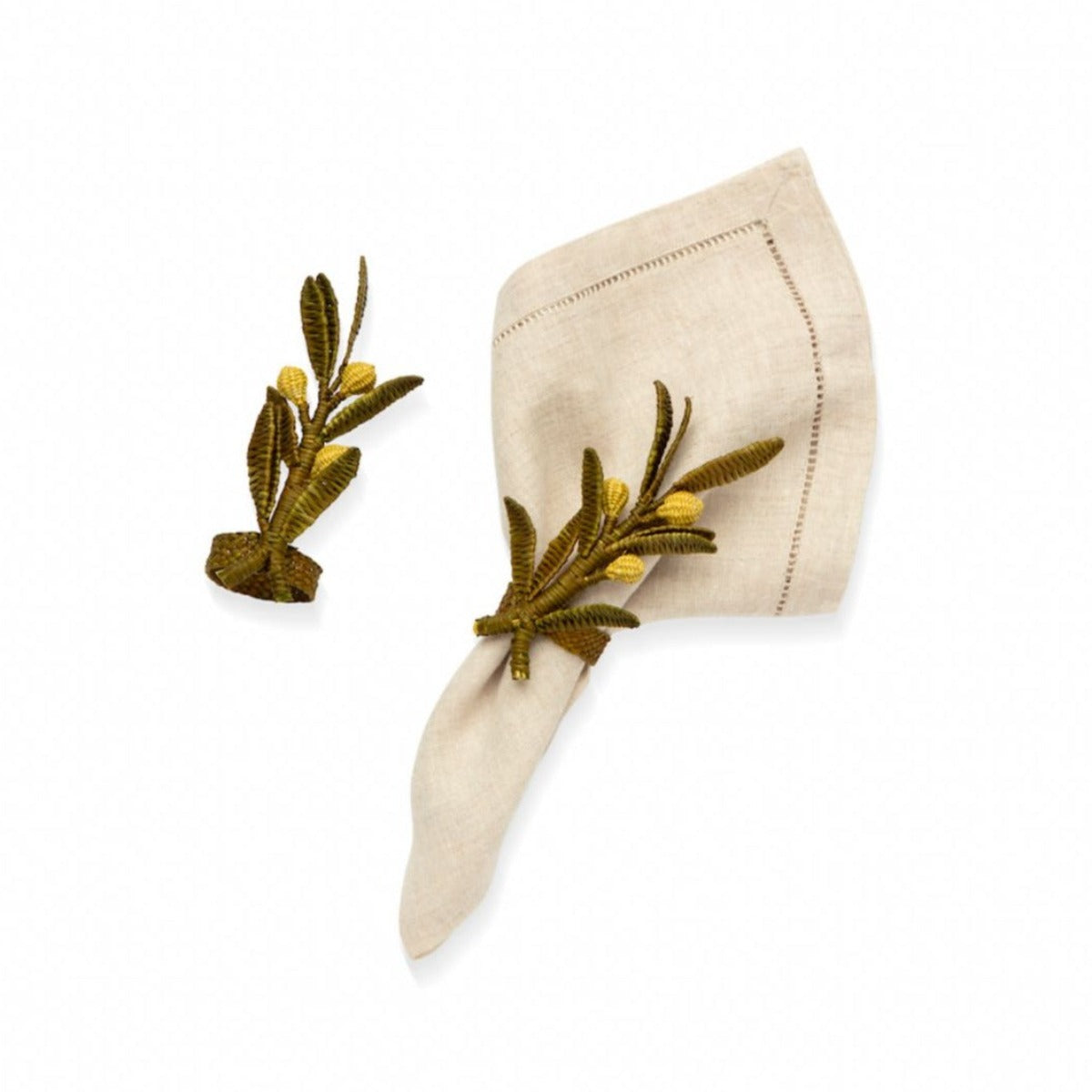 Handmade Blossomed Branch Napkin Rings, Olive Green-Bespoke Designs