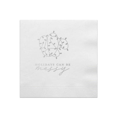 Holidays Can Be Messy, Silver Cocktail Napkin Pack-Bespoke Designs