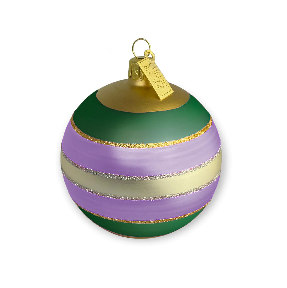 Horizontal Stripes Ornament, Large, Emerald & Lavender-Bespoke Designs