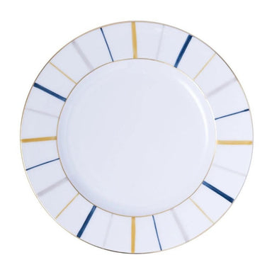 Marie Daâge Berlingot Rim Dinner Plate, Marine, Gold, Silver-Bespoke Designs