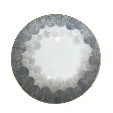 Marie Daâge Cercle D'Écailles Coupe Dessert Plate, Taupe & Silver-Bespoke Designs