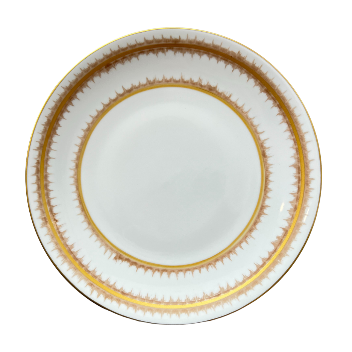 Marie Daâge Rafia Stripes Coupe Dinner Plate, Champagne & Gold-Bespoke Designs