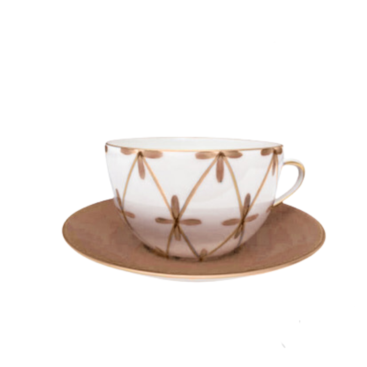 Marie Daâge Tambourin Round Breakfast Cup & Saucer, Champagne & Gold-Bespoke Designs
