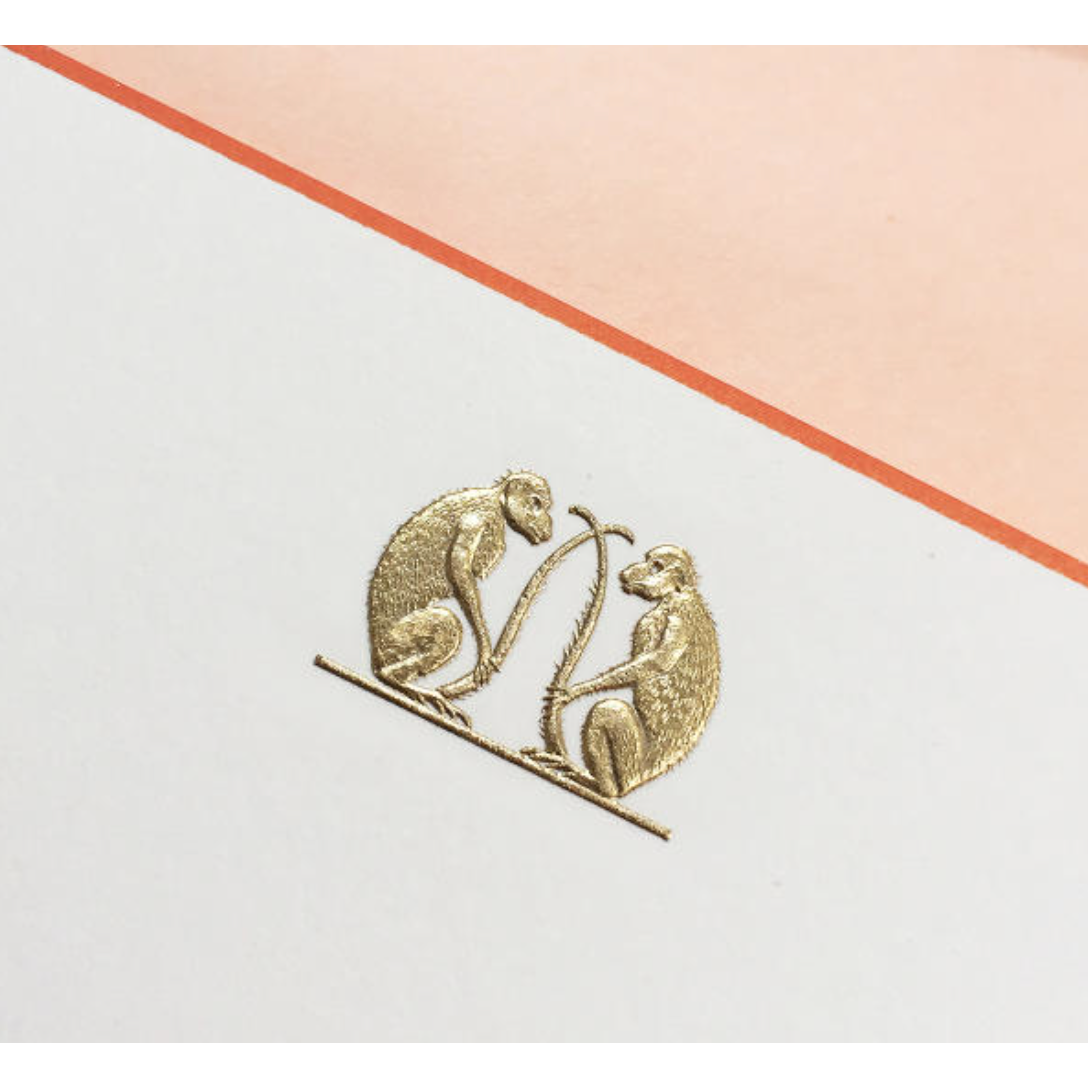 Note Cards - Gold Double Monkeys-Bespoke Designs