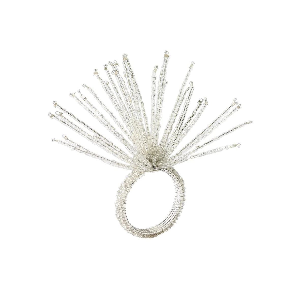 Spider Bead Burst Napkin Ring, Crystal & Silver, Set of 4-Bespoke Designs