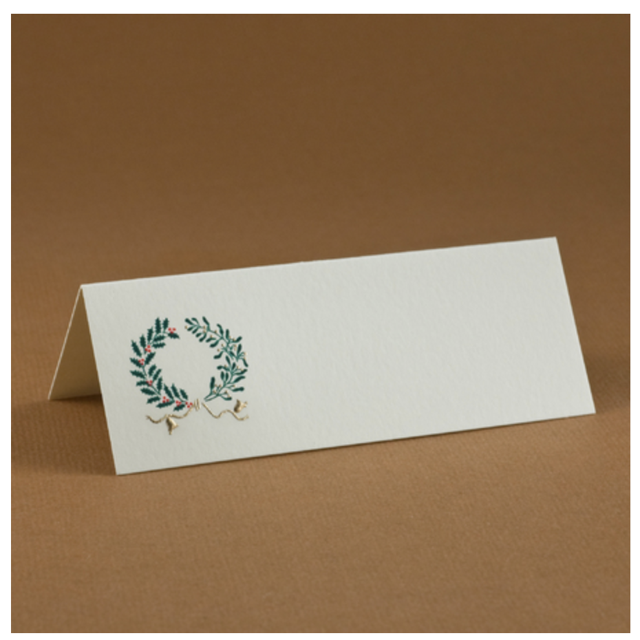 Tented Place Cards - Holly & Mistletoe Wreath-Bespoke Designs