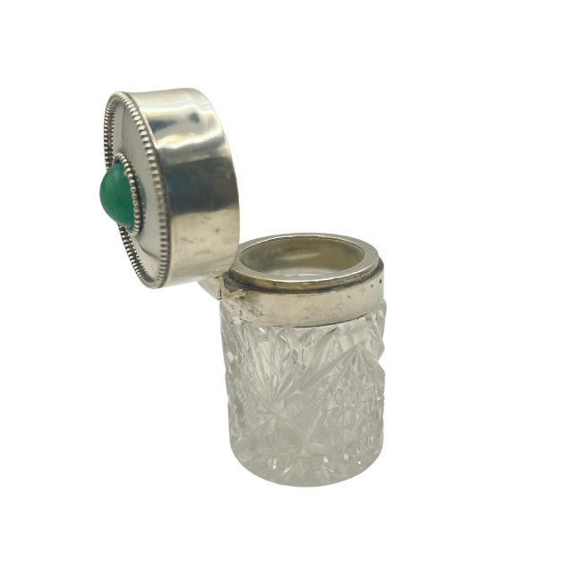 Vintage Cut Crystal & Sterling Silver Hinged Small Jar-Bespoke Designs