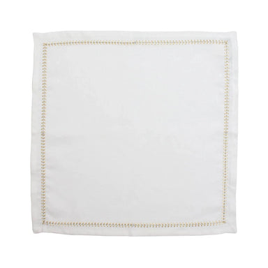 White Herringbone Napkin, Gold & Silver Thread, Set of 4-Bespoke Designs